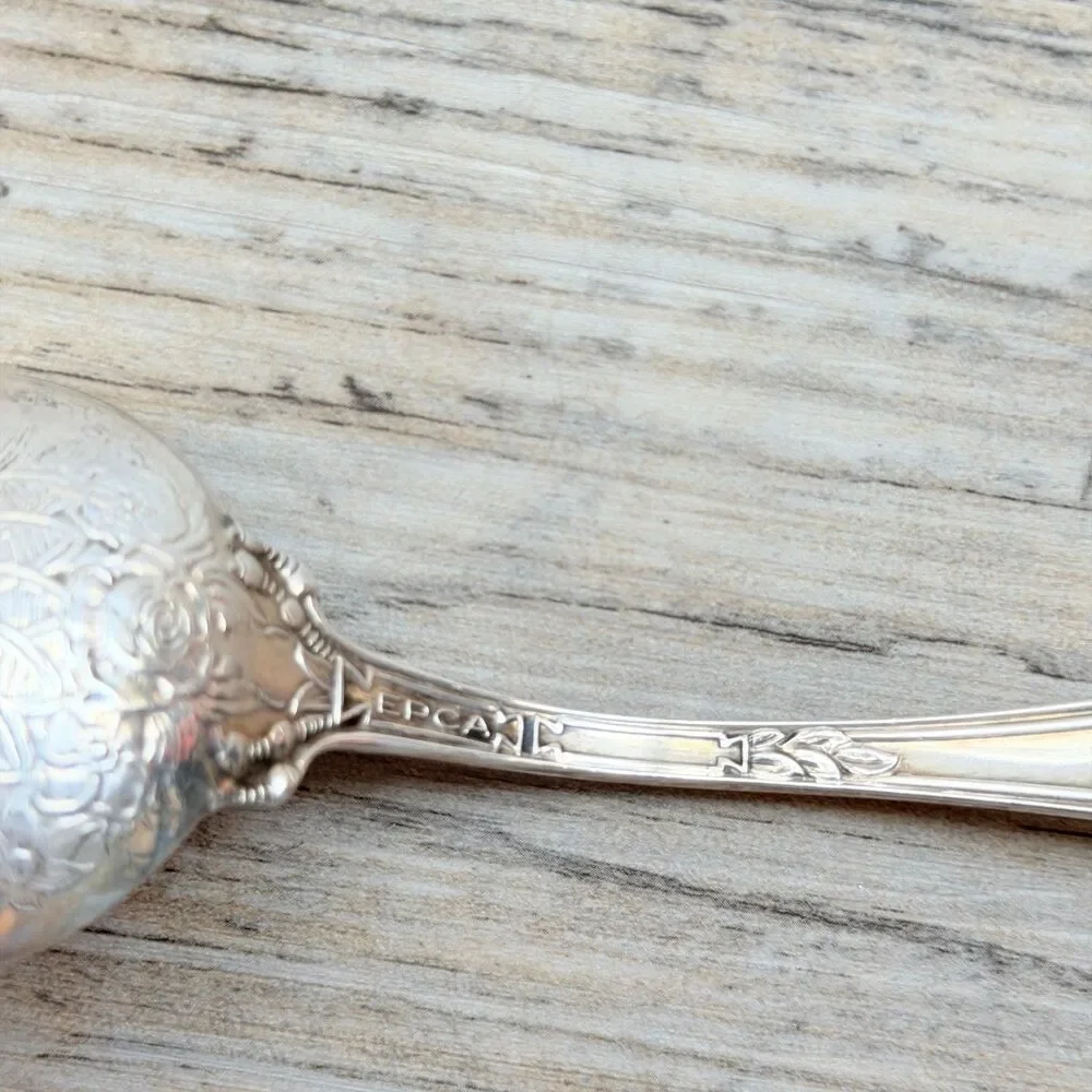 Vintage Georgian Towel Silverplate Serving Spoon Ornate Tablespoon Floral EPCA
